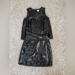 J. Crew Factory Shimmering Black Sequin Mini set